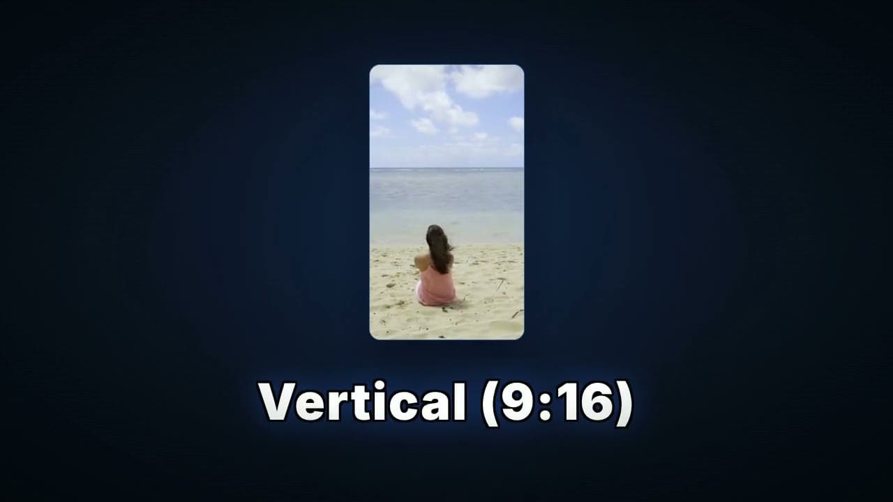 The same clip reframed into vertical, square, and widescreen